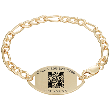 QR Code Figaro Medical ID Bracelet 14K Gold, Gold, large image number 2